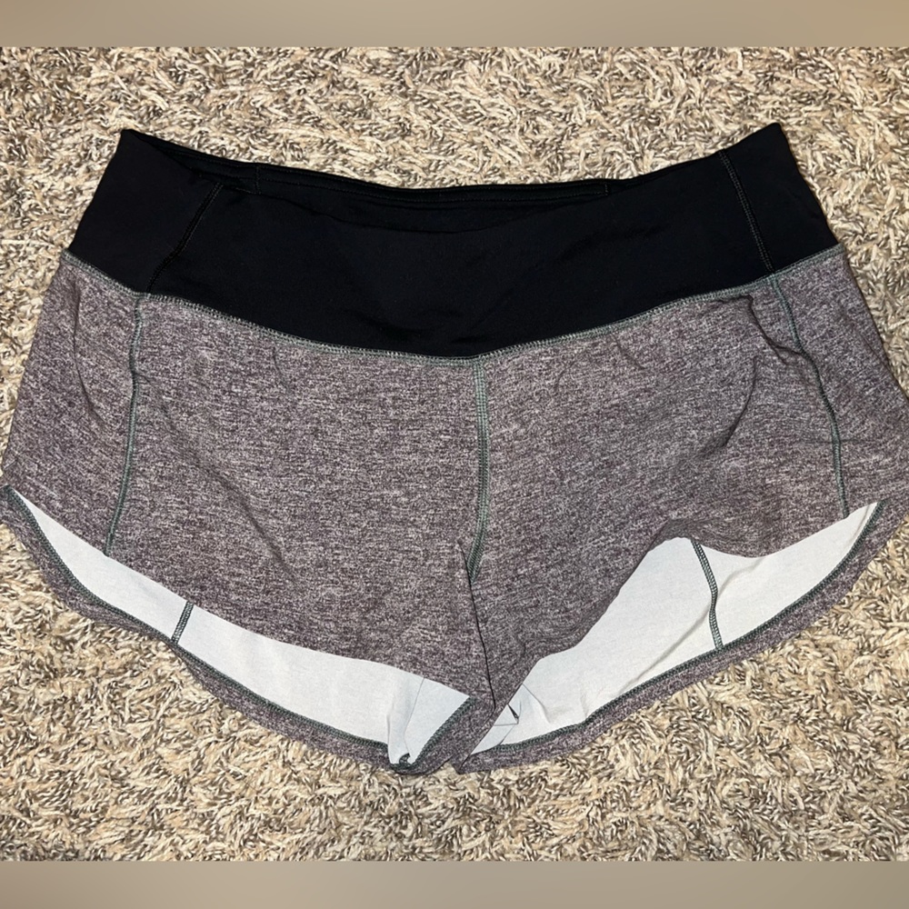 Grey Lulu Lemon speed up shorts 2.5. Size 4.